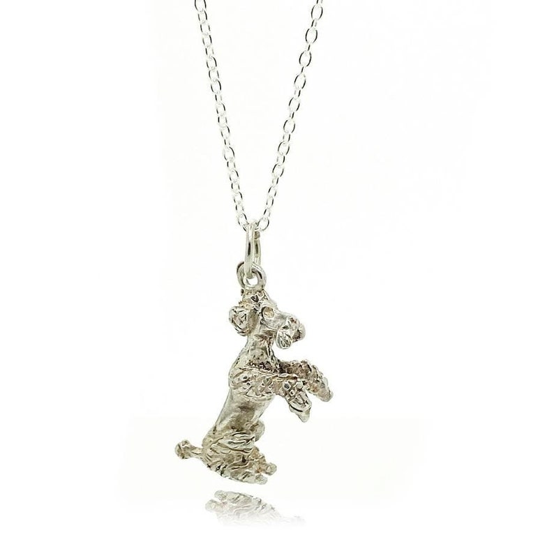 Holly Road Poodle Dog Silver Chain Necklace Jewelry Choose Your Text 
