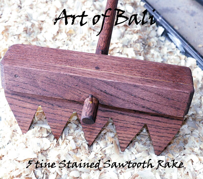 Full Size 48 5 Tine Saw Tooth stained Zen Garden Rake Authentic Art of