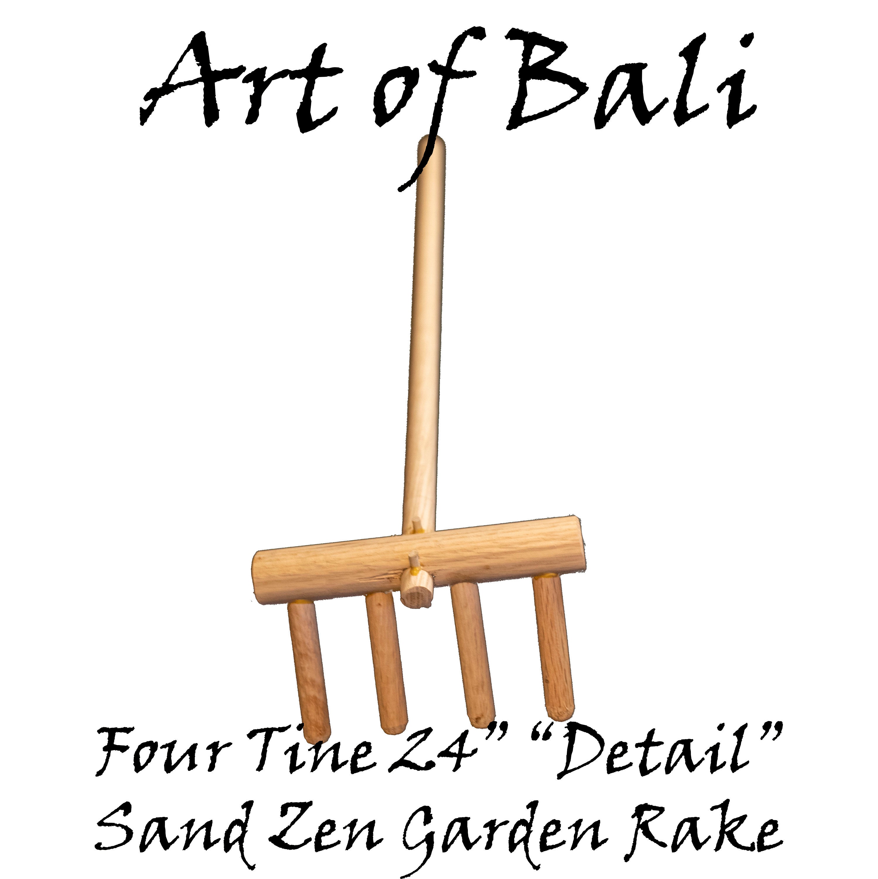 Full Size 36" 4 tine (Stained) Zen Garden Rake Authentic Art of Bali
