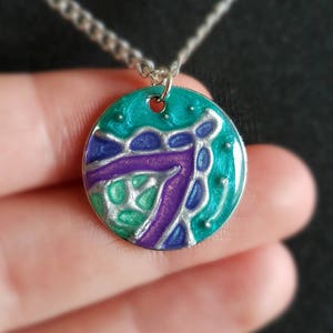 Green / Purple / Turquoise Fantasy Leaf Necklace // Gift for her image 3