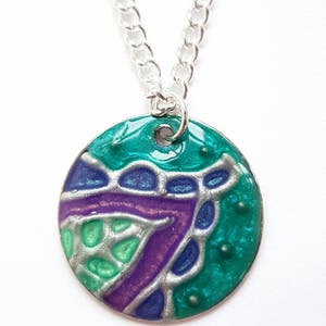 Green / Purple / Turquoise Fantasy Leaf Necklace // Gift for her image 2