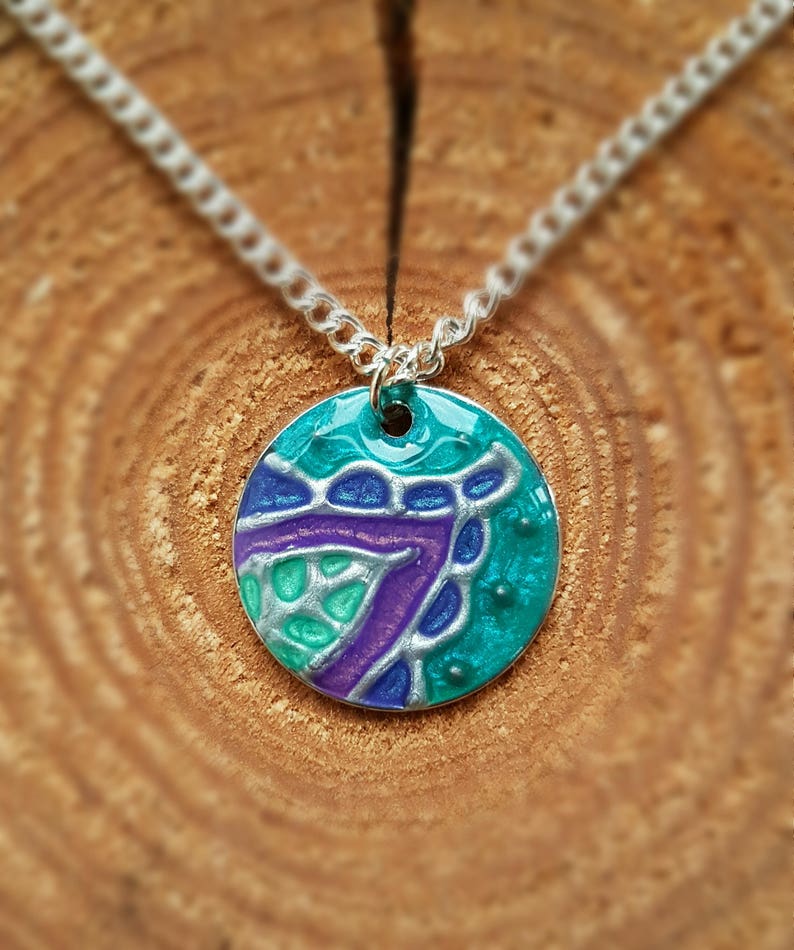Green / Purple / Turquoise Fantasy Leaf Necklace // Gift for her image 1