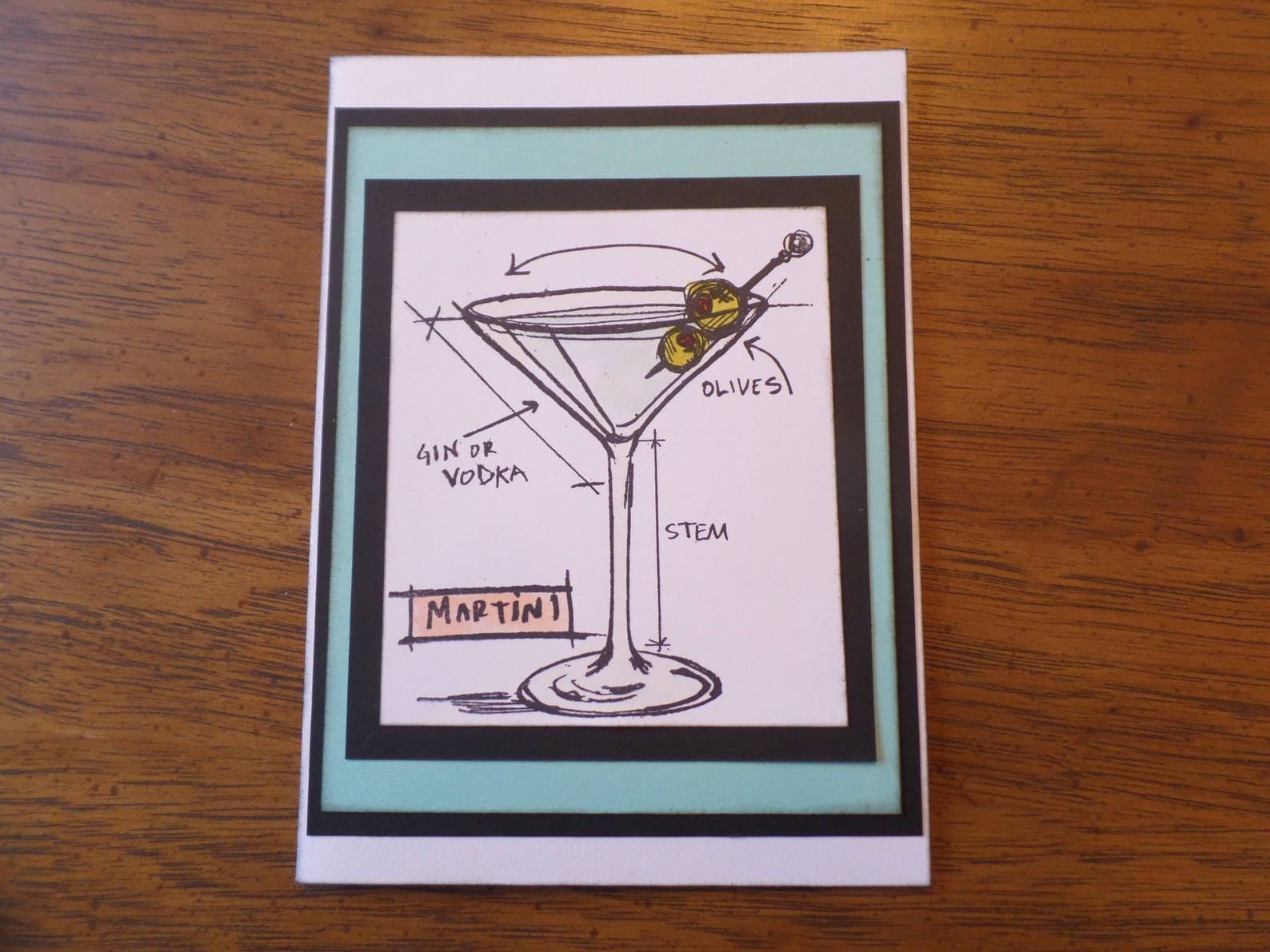 Martini Card Gin or Vodka Martini Martini With Olives Card Etsy