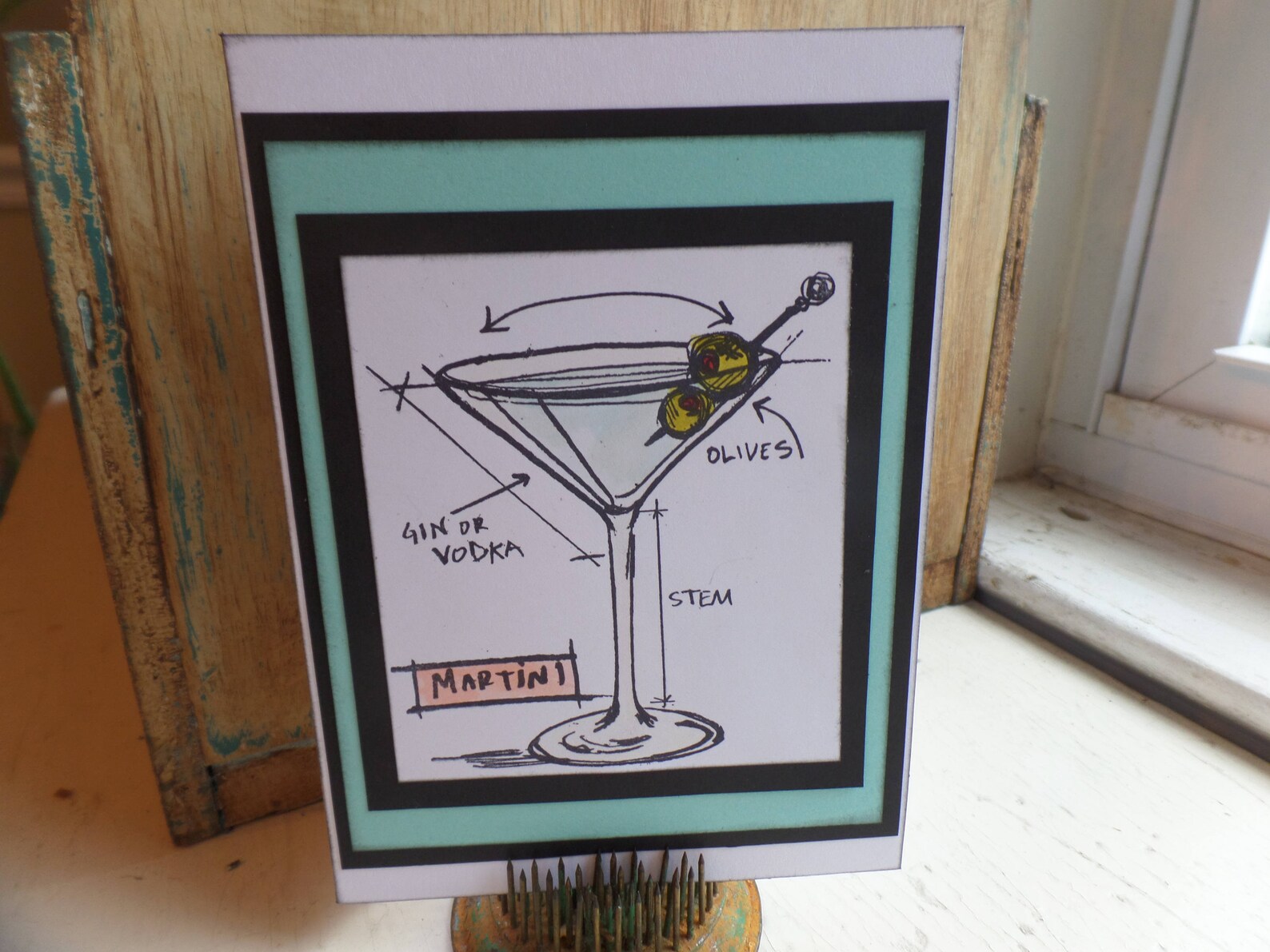 Martini Card Gin or Vodka Martini Martini With Olives Card Etsy