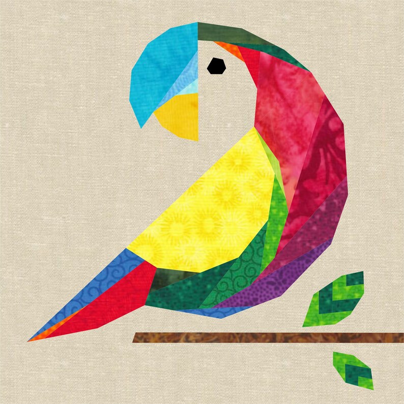 Patchwork Parrot Parrot Foundation Paper Piecing Pattern - Etsy