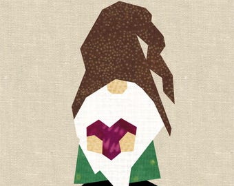 Gnome Heart Foundation Paper Piecing Pattern