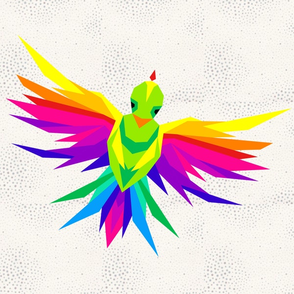 20" Rainbow Bird Foundation Paper Piecing Pattern