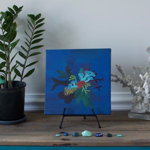 Under the Sea Art, Coral Painting, Coral Reef, Coastal Art, Beach Decor, Ocean Art, Beach House Decor, Coralem Wrapped Canvas 12x12