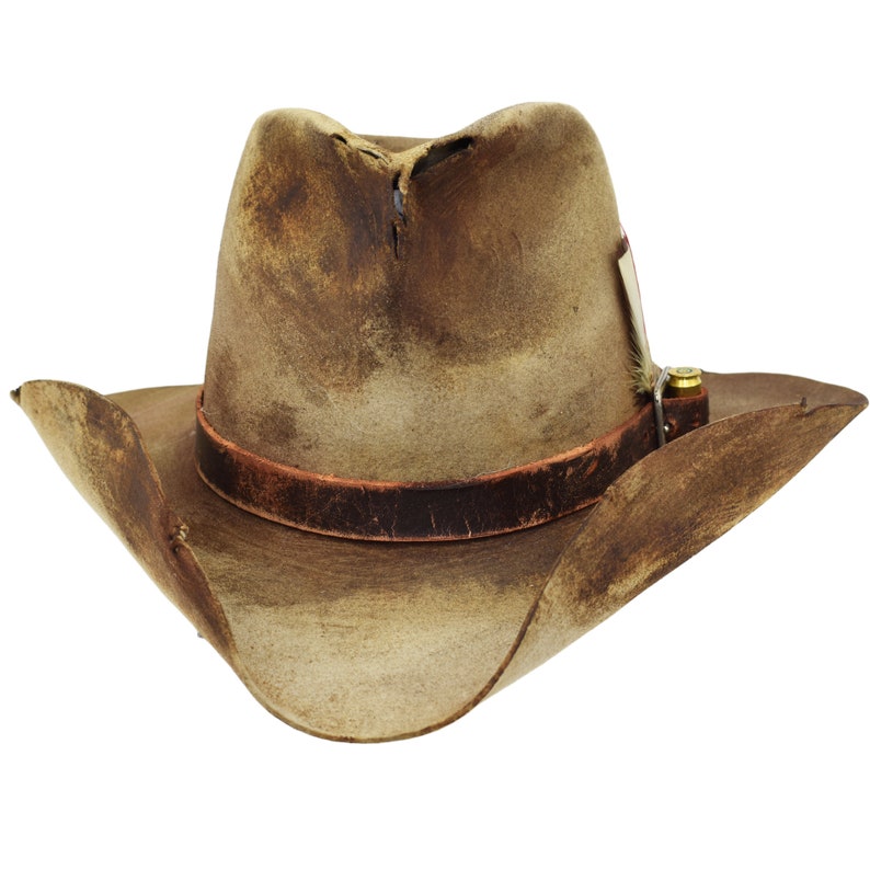 Western Hat Antiqued Bounty Hunter Etsy