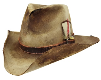 1890-1930 Felt Cowboy Hat W Grograin Ribbon Accent - Etsy display picture 1