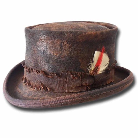 Western Desert Rat Top Hat Aged Dusty Handmade Sergio Anzani Hatmaker -   Canada