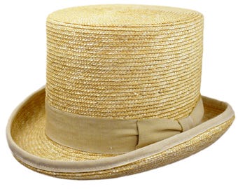 Chapeau haut de forme en paille naturelle Melegari