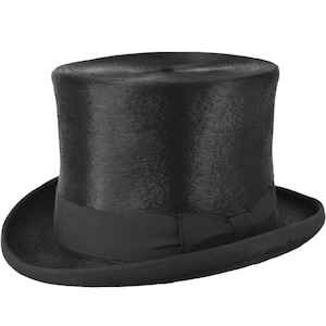 Top Hat melousine fur rabbit felt hat Black handmade Sergio Anzani Hatmaker