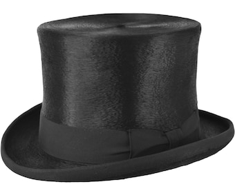Top Hat melousine fur rabbit felt hat Black handmade Sergio Anzani