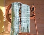 Handwoven scarf, Blue scarf, Light turquoise, Woven scarf, Handwoven shawl,  Soft scarf, Long scarf