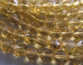 Yellow Glass Faceted Round 7mm Beads 45pcs