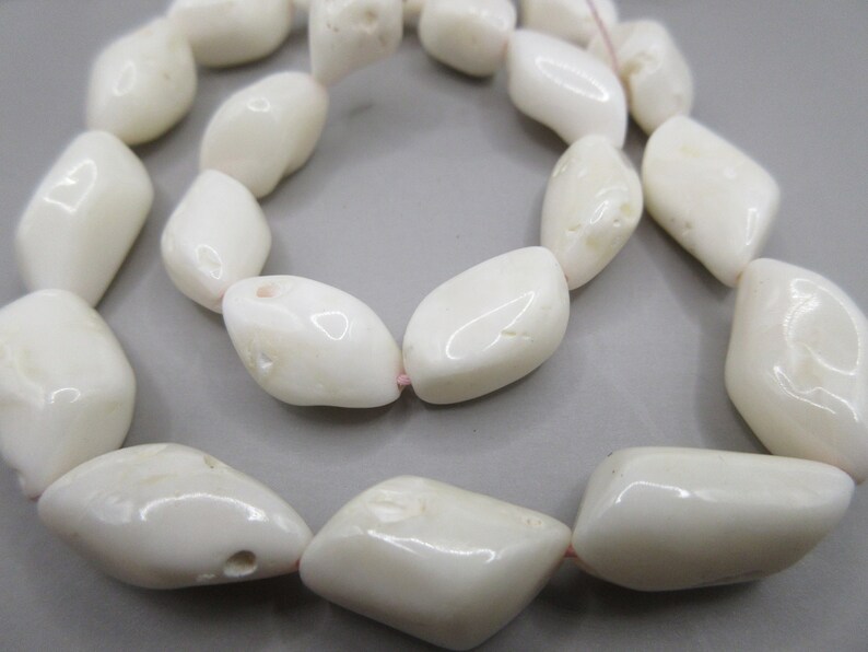 White Coral Rough Nuggets Beads 23pcs image 2
