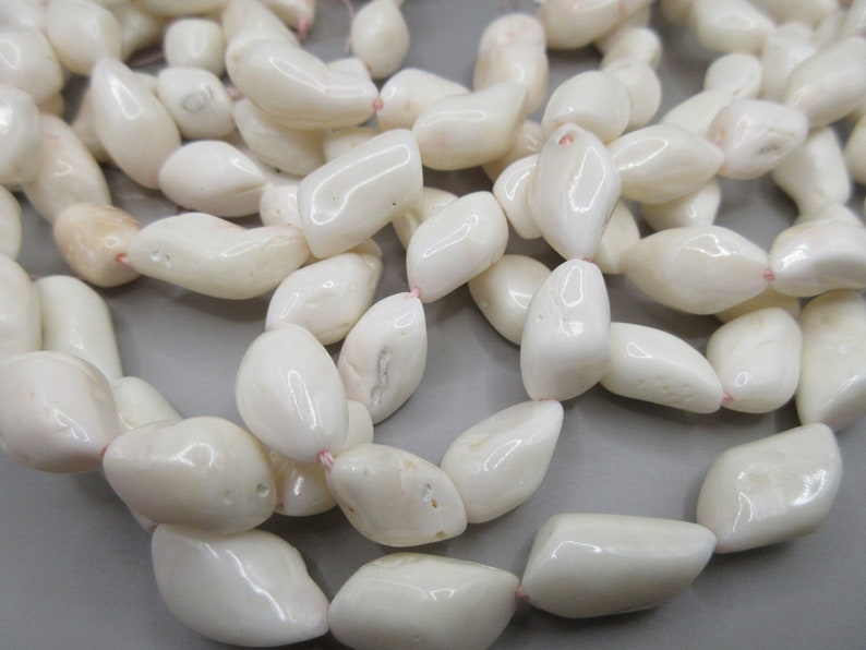 White Coral Rough Nuggets Beads 23pcs image 1
