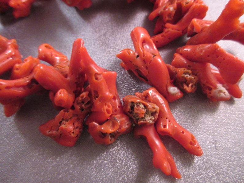 Mediterranean Rough Red Coral Graduated Freeform Beads 89pcs