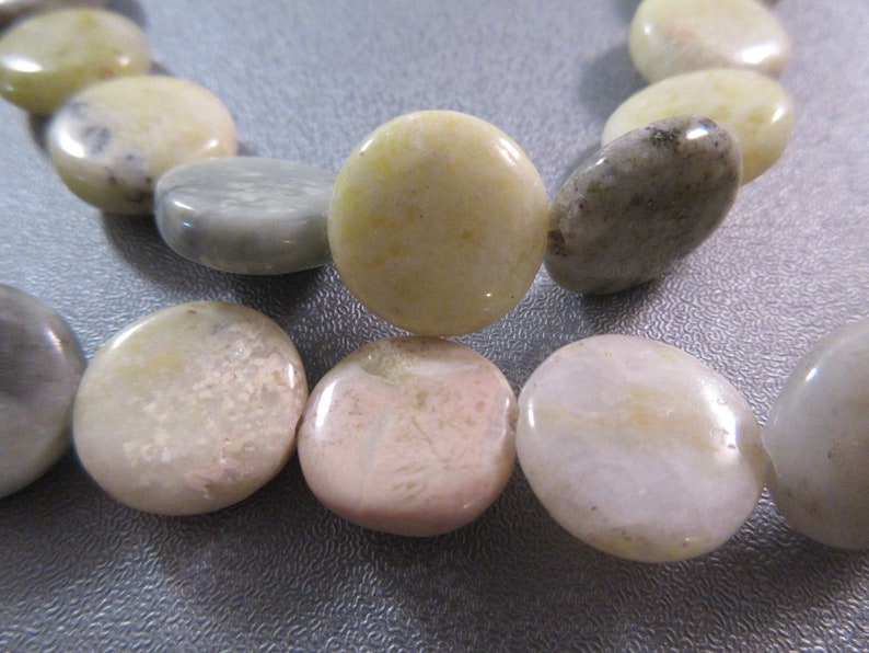 African Yellow Jasper Coin Beads 26pcs