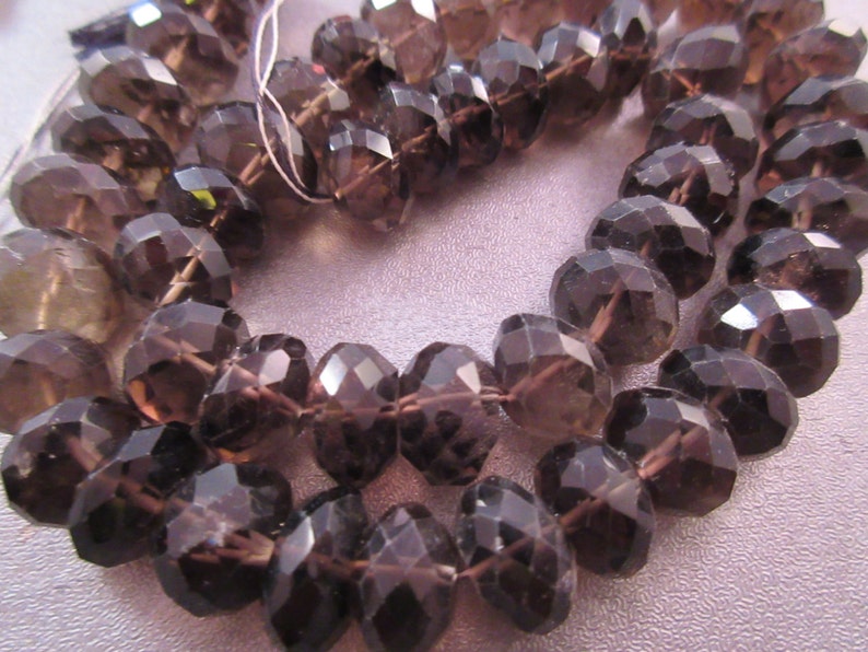 Smoky Quartz Faceted Roundel Beads 51pcs