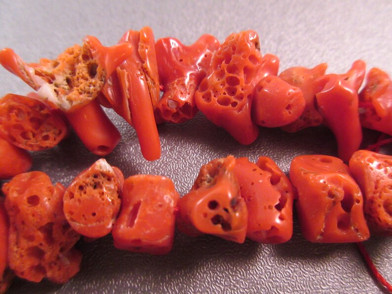 Mediterranean Rough Red Coral Graduated Freeform Beads 89pcs
