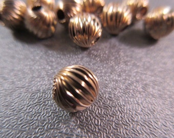 14K Gold Filled Corrugated Round Bead Spacer 6mm 1pc