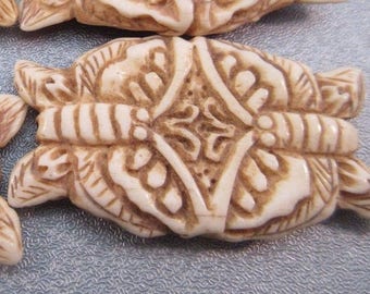 Camel Bones Carved Moth Bead 1pc