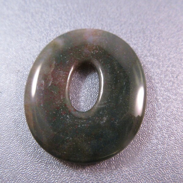 Moss Agate Donut Oval Pendant 1pc