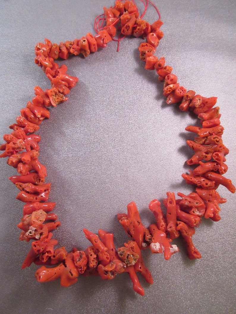 Mediterranean Rough Red Coral Graduated Freeform Beads 89pcs