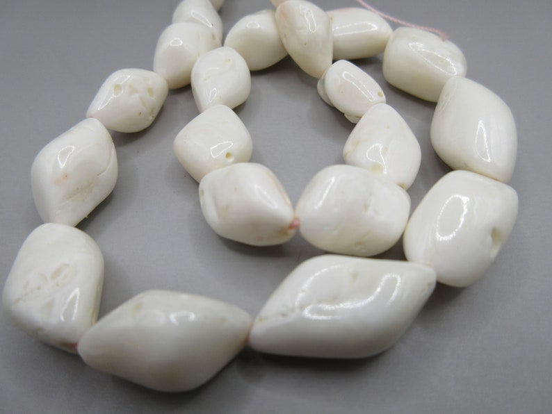 White Coral Rough Nuggets Beads 23pcs image 4