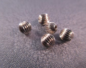Sterling Silver Round Corrugated Bead Spacer 5mm 5pcs