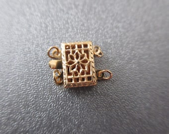 14K Gold Filled 2 Strand Rectangle Filigree Box Clasp 1pc 10x8mm