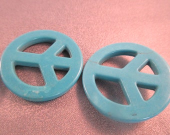 Magnesite Turquoise Peace Beads 2pcs