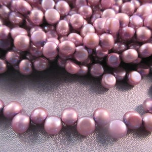 Freshwater Lavender Top Drilled Coin Pearl Beads 87pcs