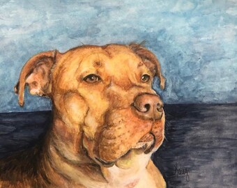 8x10 Custom Watercolor Pet Portrait- Single Pets