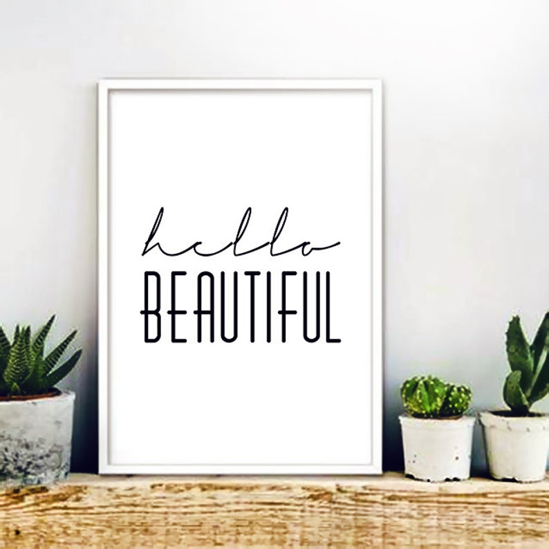 Hello Beautiful Printable Poster Inspirational Quotes Etsy