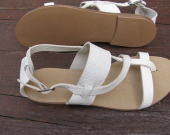 Sandals.Classic Sandals.Greek Style Leather Sandal Handmade.Women's Shoes.Gladiator Leather Sandals.Women's Flats.White Shoes.