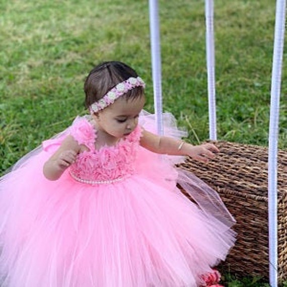 Toddler Tutu Pink Tulle Skirt 4t Flower Girl Dress Pink Tulle - Main Image