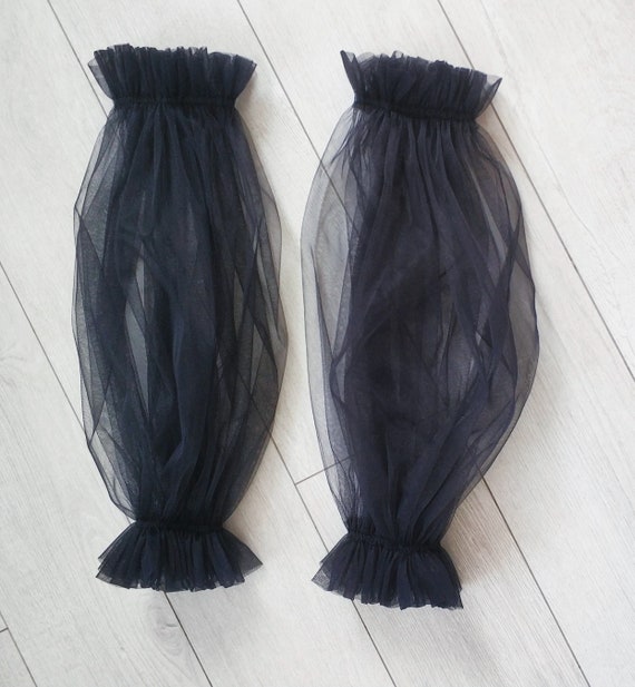Sleeves tulle Wedding Detachable sleeves for dress sleeves Removable bicep bridal sleeves,Carmen sleeves witch costume Black Wedding