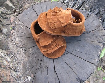 Brown baby sandals ,Fringe baby sandals,Soft sole,Baby sandals
