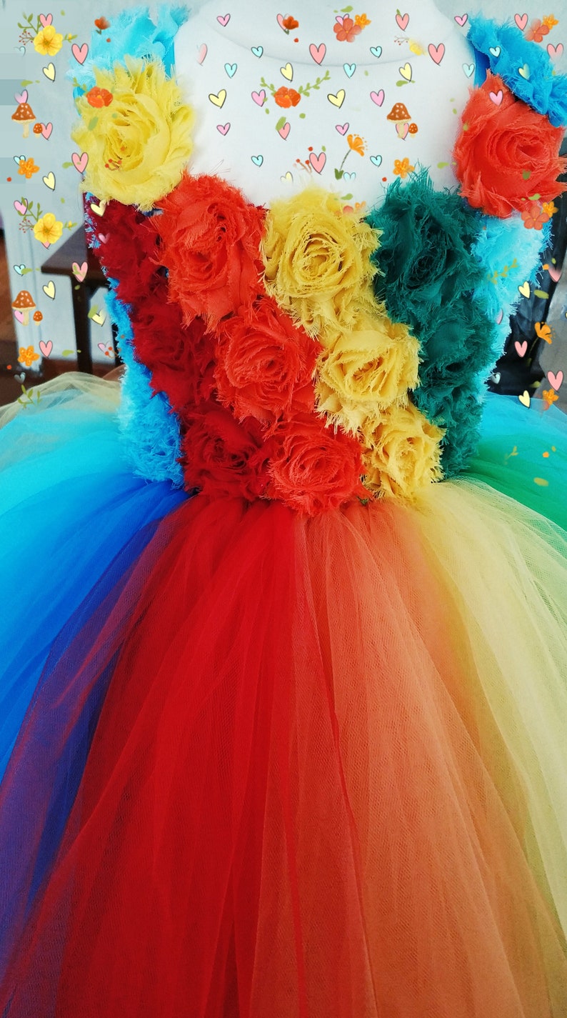 Rainbow Flower Girl Dress Tulle Dress Tutu Birthday Tutu Dress Wedding Toddler BallGown Tutu Dress Tutu image 2