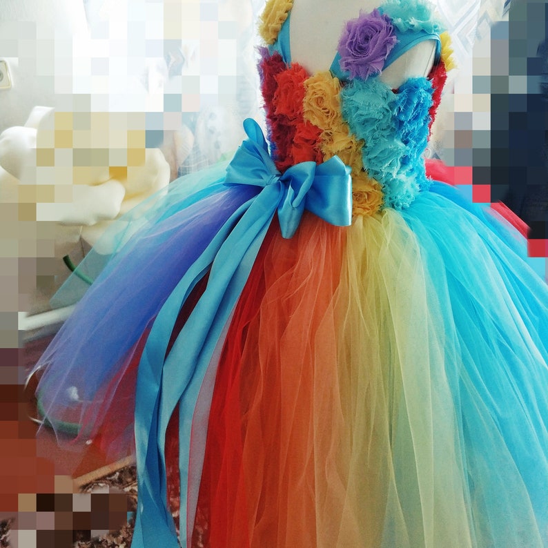 Rainbow Flower Girl Dress Tulle Dress Tutu Birthday Tutu Dress Wedding Toddler BallGown Tutu Dress Tutu image 3