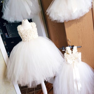 Ivory Flower Girl Dress Tulle Dress First Birhtday Outfit Girls Birthday Tutu Girl Dress Wedding Toddler Tutu Dress 1T 2T 3T 4T 5T 6T 8T 10T image 1