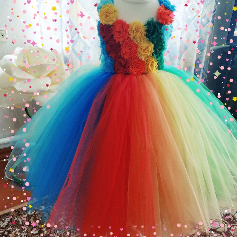 Rainbow Flower Girl Dress Tulle Dress Tutu Birthday Tutu Dress Wedding Toddler BallGown Tutu Dress Tutu image 1