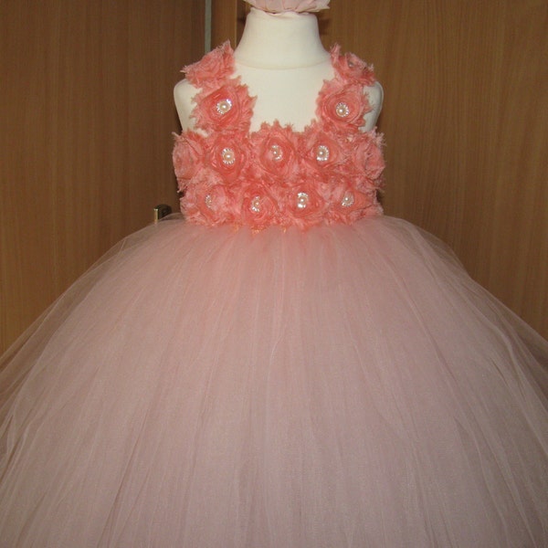 Flower Girl Dress Blush Dress Tulle First Birhtday Outfit Girls Birthday Tutu Girl Dress Wedding Toddler Ball Gown Tutu Dress 1 2 3 4T/ 5 6