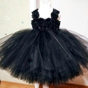 Wednesday Dress Tutu.Flower Girl Dress Black Gueen Flower Tulle Dress Tutu  Birthday Tutu baby dress Toddler Ball Gown  tutu Black