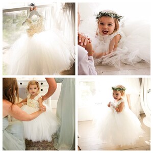 Ivory Flower Girl Dress Tulle Dress First Birhtday Outfit Girls Birthday Tutu Girl Dress Wedding Toddler Tutu Dress 1T 2T 3T 4T 5T 6T 8T 10T image 2