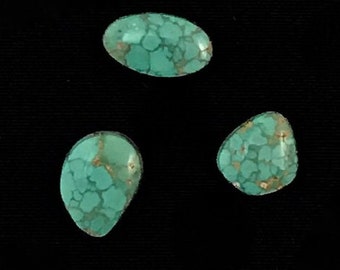 High Grade Nevada Spiderweb Turquoise Cabochon, matched trio, natural, pre 1988 old stock, true rare gemstones