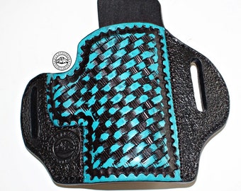 Concealed Carry Holster, Pancake style, Basketweave with coloring   *Customizable*